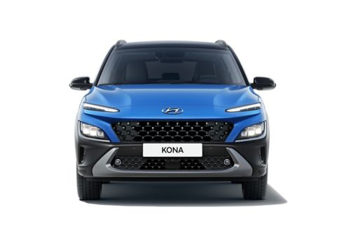 Pohled zepředu na nový Hyundai Kona s robustním a přitom jedinečně stylovým SUV vzhledem.